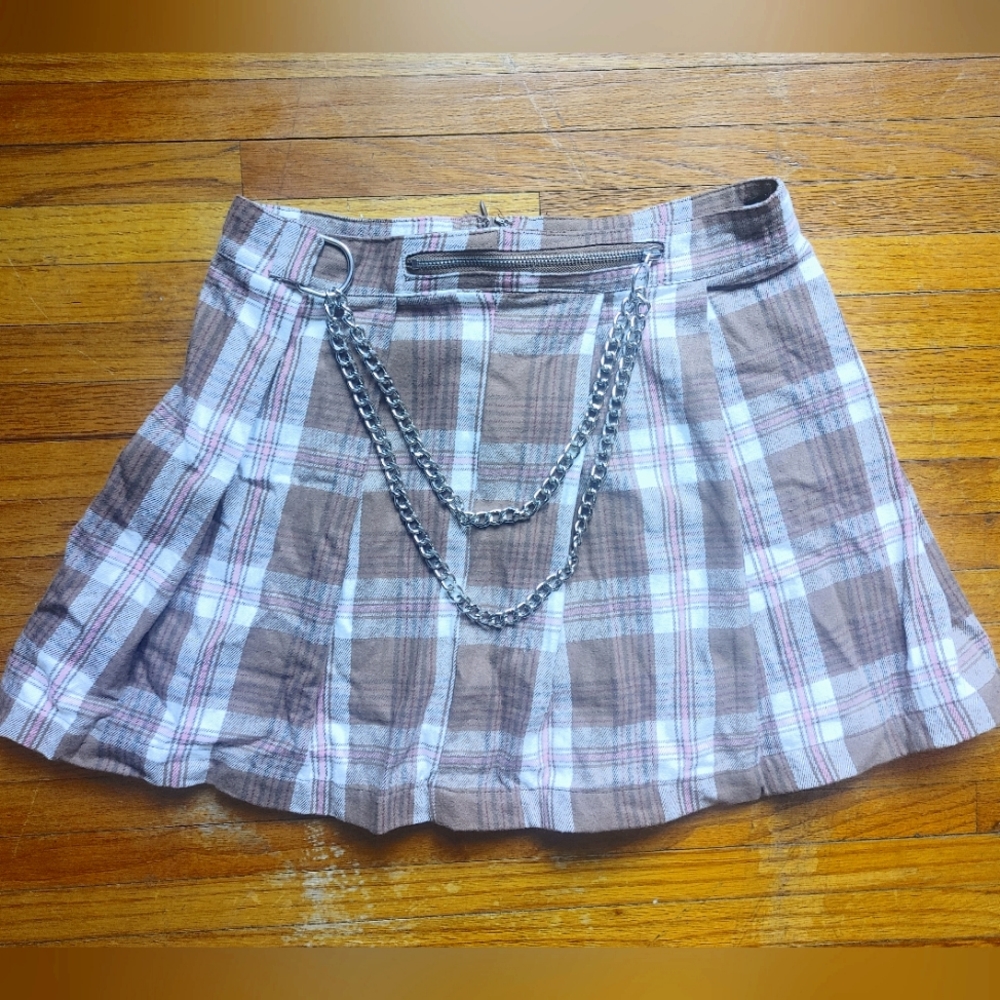 Brown and Pink schoolgirl skirt